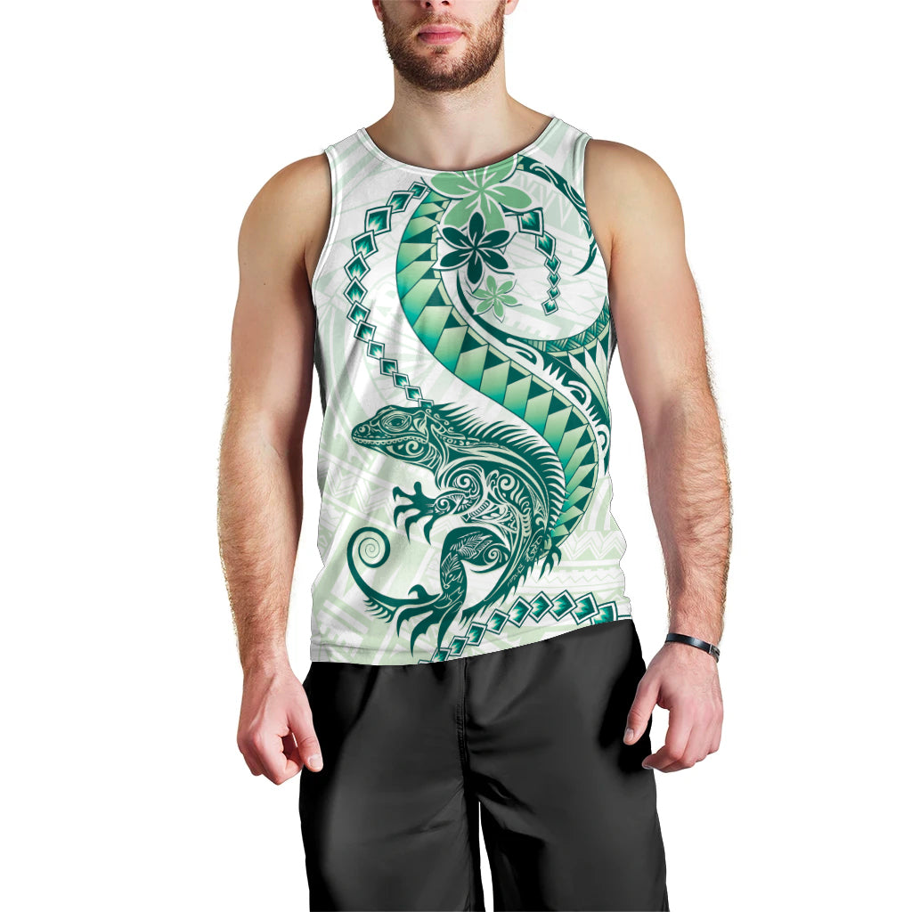 Green Maori Tuatara Men Tank Top Luxury Pastel Pattern LT01 - Polynesian Pride