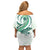 Green Maori Tuatara Off Shoulder Short Dress Luxury Pastel Pattern