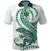 Green Maori Tuatara Polo Shirt Luxury Pastel Pattern