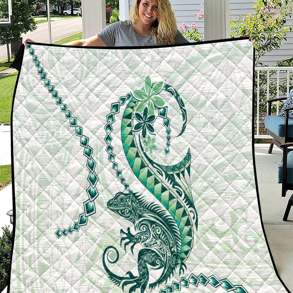 Green Maori Tuatara Quilt Luxury Pastel Pattern