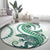 Green Maori Tuatara Round Carpet Luxury Pastel Pattern