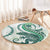 Green Maori Tuatara Round Carpet Luxury Pastel Pattern