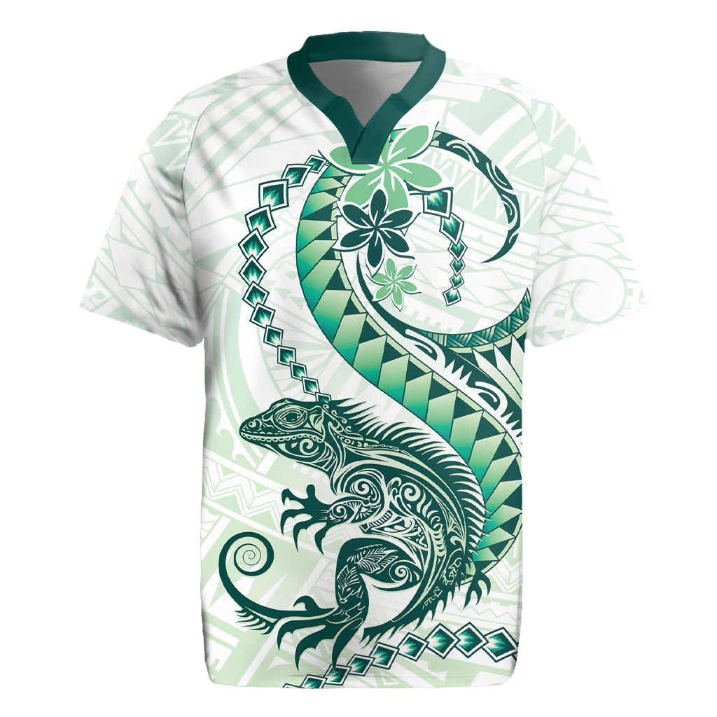 Green Maori Tuatara Rugby Jersey Luxury Pastel Pattern LT01 Green - Polynesian Pride