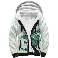 Green Maori Tuatara Sherpa Hoodie Luxury Pastel Pattern LT01 Unisex Green - Polynesian Pride