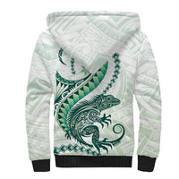 Green Maori Tuatara Sherpa Hoodie Luxury Pastel Pattern LT01 - Polynesian Pride