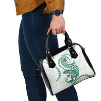 Green Maori Tuatara Shoulder Handbag Luxury Pastel Pattern