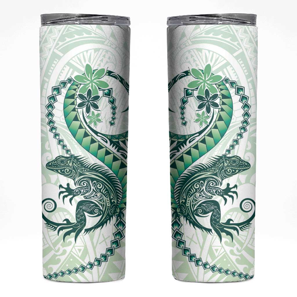 Green Maori Tuatara Skinny Tumbler Luxury Pastel Pattern