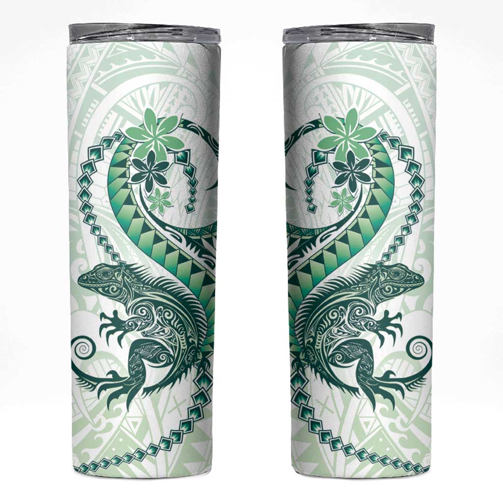 Green Maori Tuatara Skinny Tumbler Luxury Pastel Pattern