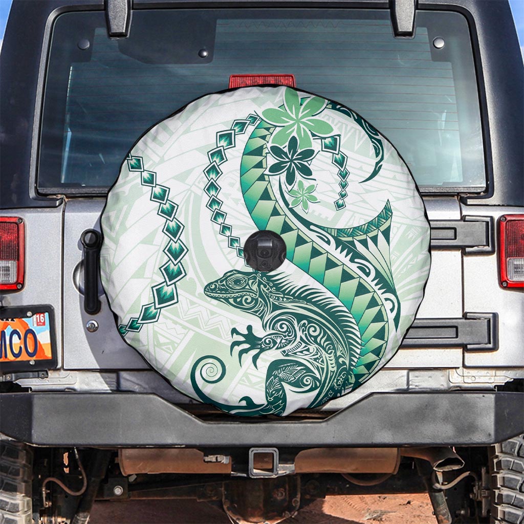 Green Maori Tuatara Spare Tire Cover Luxury Pastel Pattern