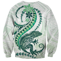 Green Maori Tuatara Sweatshirt Luxury Pastel Pattern LT01 - Polynesian Pride