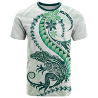 Green Maori Tuatara T Shirt Luxury Pastel Pattern