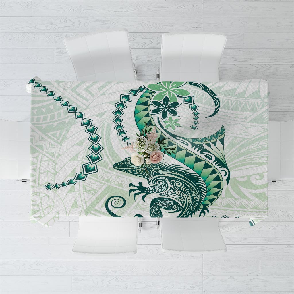 Green Maori Tuatara Tablecloth Luxury Pastel Pattern LT01 Green - Polynesian Pride