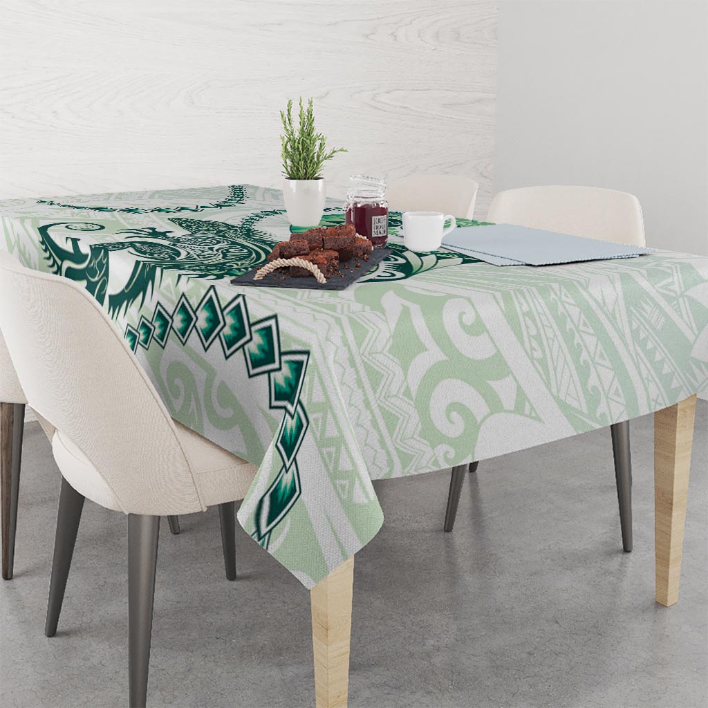 Green Maori Tuatara Tablecloth Luxury Pastel Pattern LT01 - Polynesian Pride