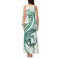 Green Maori Tuatara Tank Maxi Dress Luxury Pastel Pattern LT01 - Polynesian Pride
