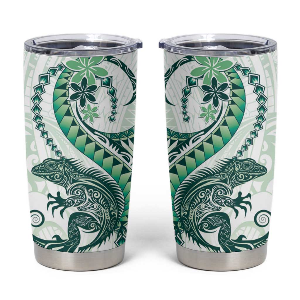 Green Maori Tuatara Tumbler Cup Luxury Pastel Pattern LT01 Green - Polynesian Pride