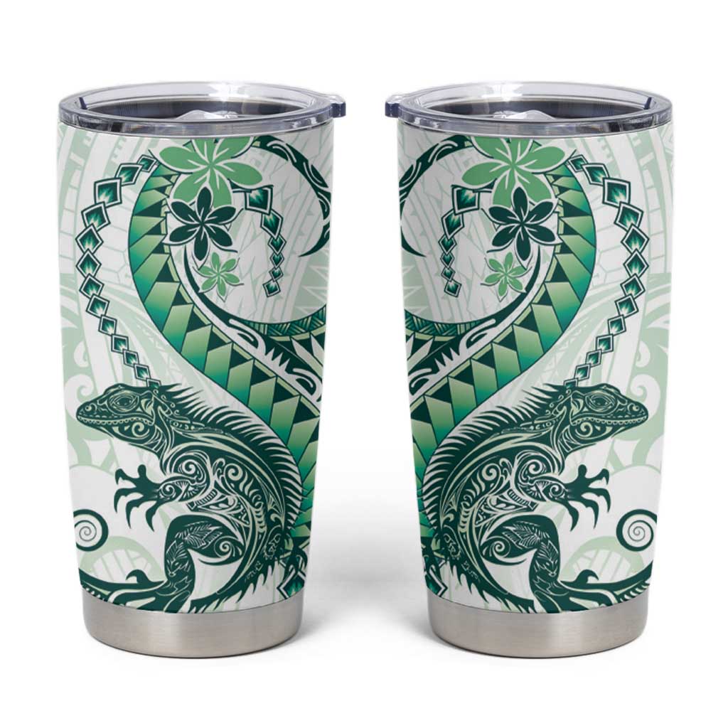 Green Maori Tuatara Tumbler Cup Luxury Pastel Pattern