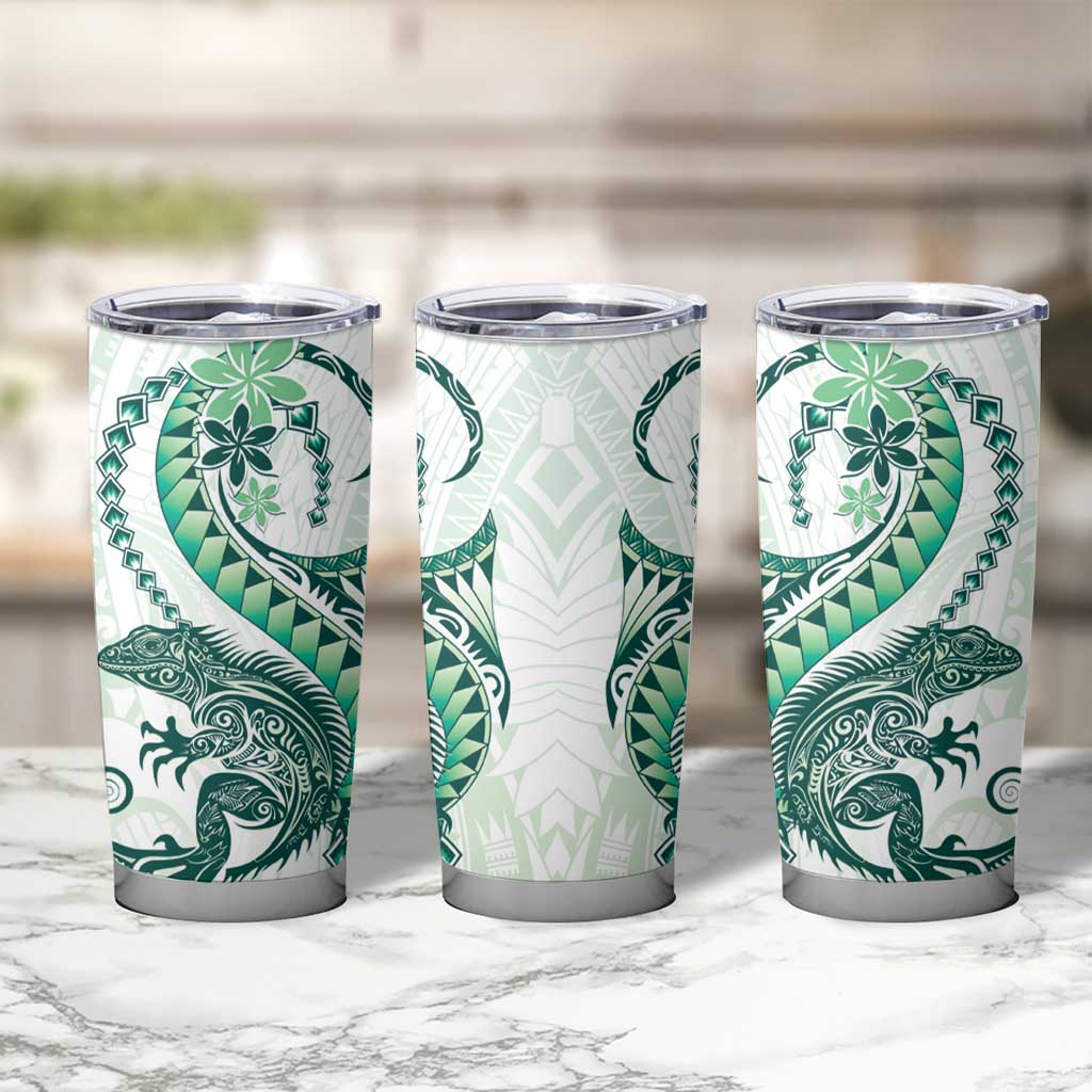 Green Maori Tuatara Tumbler Cup Luxury Pastel Pattern LT01 - Polynesian Pride