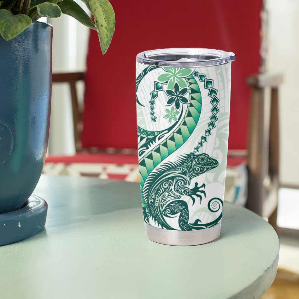 Green Maori Tuatara Tumbler Cup Luxury Pastel Pattern LT01 - Polynesian Pride