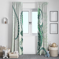 Green Maori Tuatara Window Curtain Luxury Pastel Pattern LT01 - Polynesian Pride