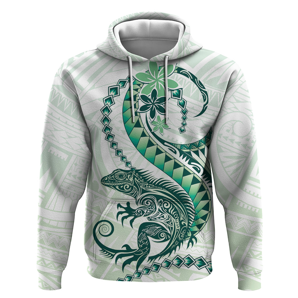 Green Maori Tuatara Zip Hoodie Luxury Pastel Pattern