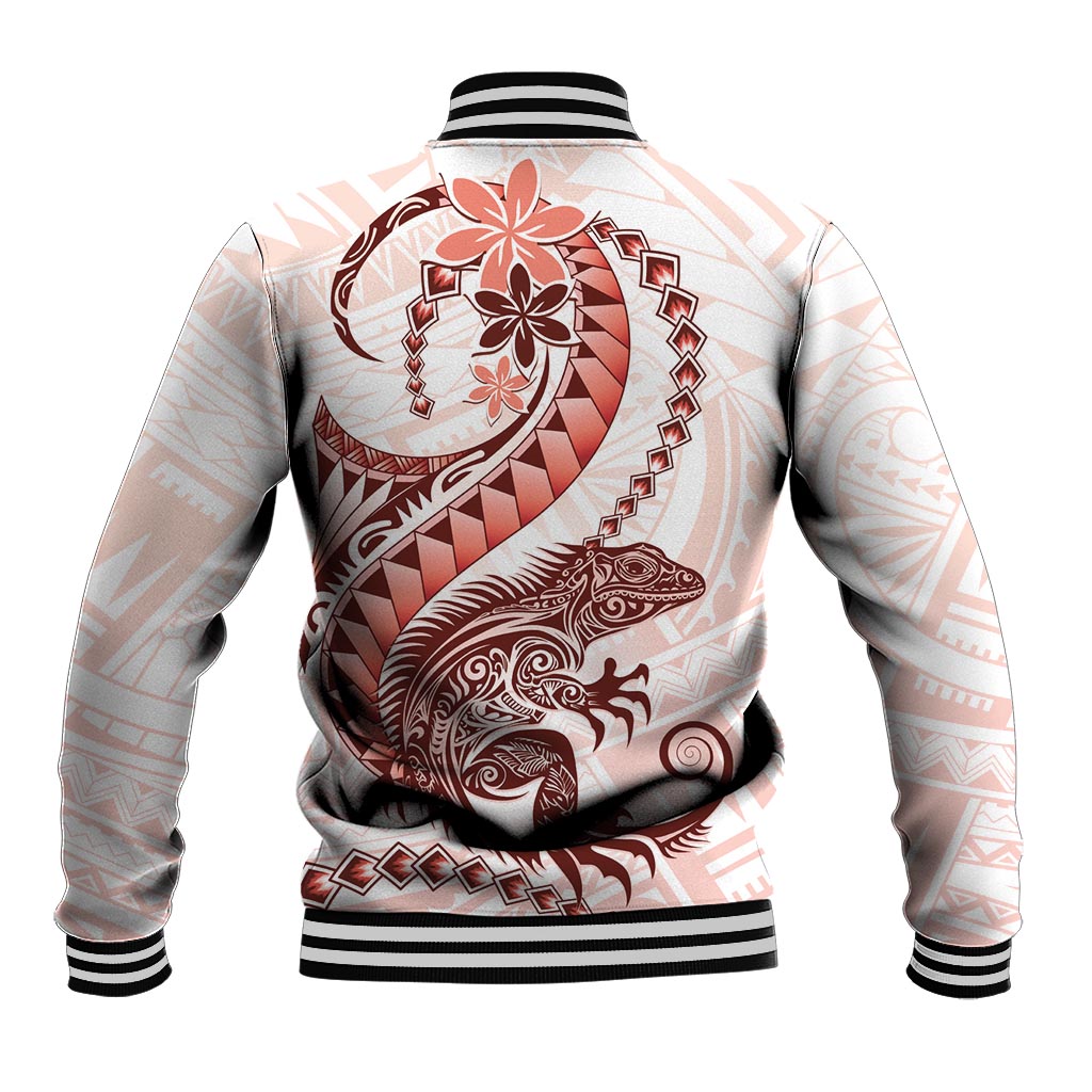Red Maori Tuatara Baseball Jacket Luxury Pastel Pattern LT01 - Polynesian Pride