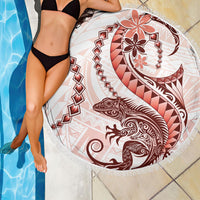 Red Maori Tuatara Beach Blanket Luxury Pastel Pattern LT01 - Polynesian Pride