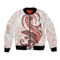 Red Maori Tuatara Bomber Jacket Luxury Pastel Pattern LT01 Unisex Red - Polynesian Pride