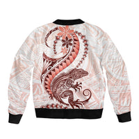 Red Maori Tuatara Bomber Jacket Luxury Pastel Pattern LT01 - Polynesian Pride
