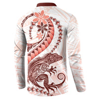 Red Maori Tuatara Button Sweatshirt Luxury Pastel Pattern LT01 - Polynesian Pride