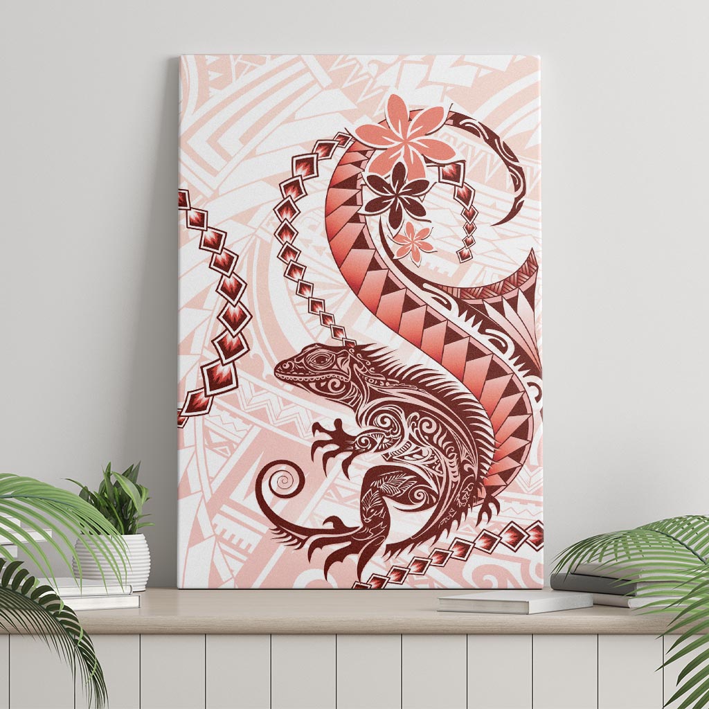 Red Maori Tuatara Canvas Wall Art Luxury Pastel Pattern LT01 - Polynesian Pride