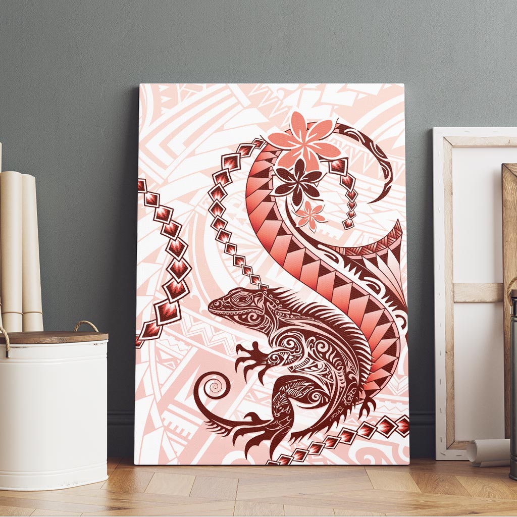 Red Maori Tuatara Canvas Wall Art Luxury Pastel Pattern LT01 - Polynesian Pride