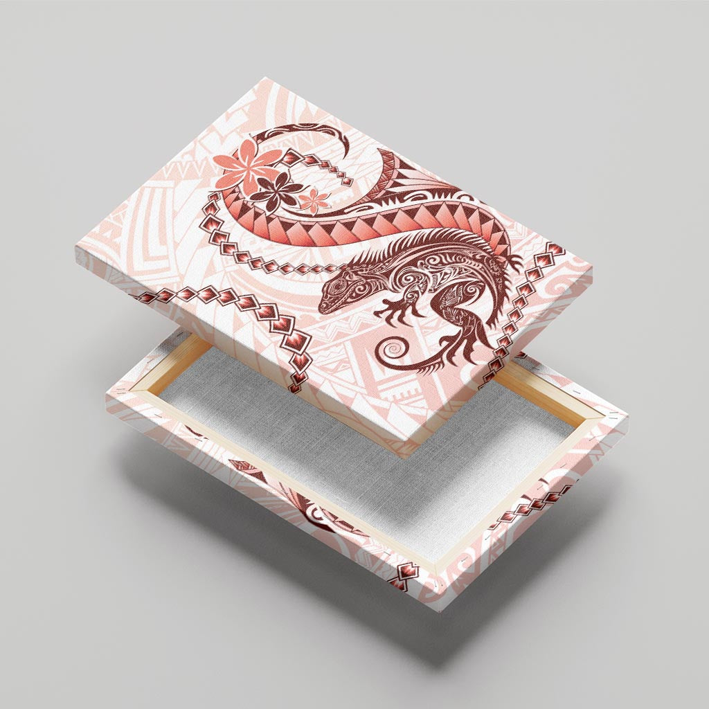 Red Maori Tuatara Canvas Wall Art Luxury Pastel Pattern LT01 - Polynesian Pride