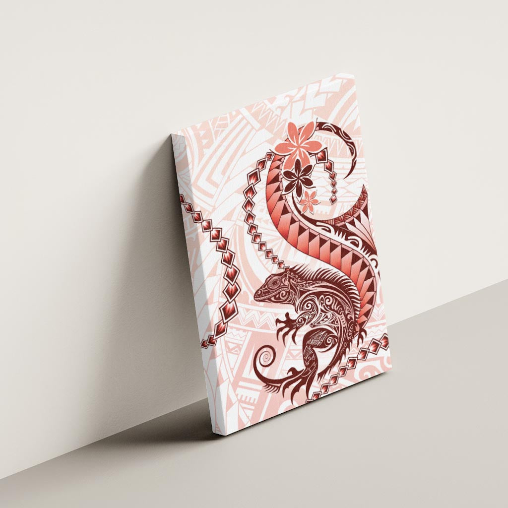 Red Maori Tuatara Canvas Wall Art Luxury Pastel Pattern LT01 - Polynesian Pride