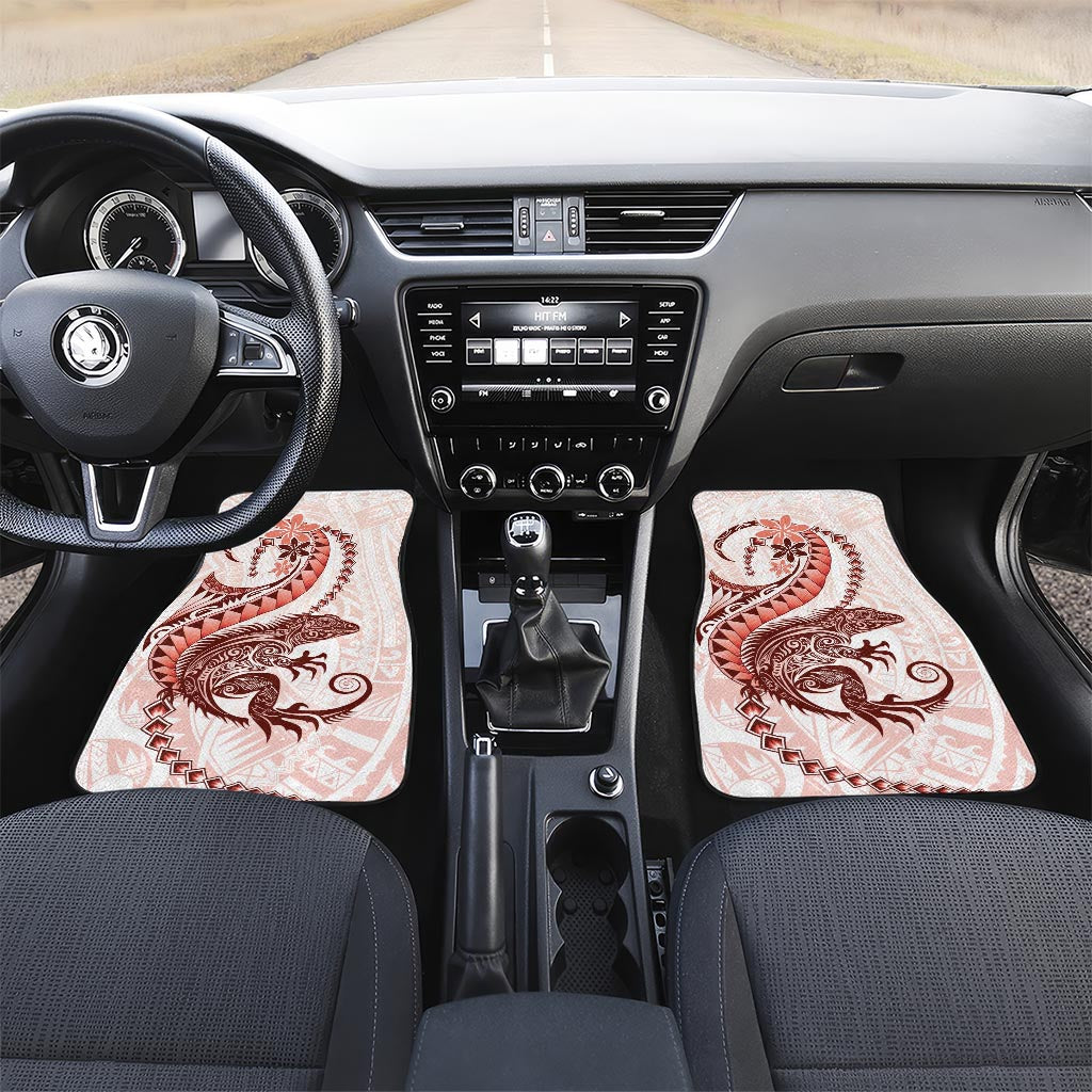 Red Maori Tuatara Car Mats Luxury Pastel Pattern LT01 Set 2pcs - Front Red - Polynesian Pride