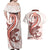 Red Maori Tuatara Couples Matching Off Shoulder Maxi Dress and Hawaiian Shirt Luxury Pastel Pattern