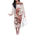 Red Maori Tuatara Family Matching Off The Shoulder Long Sleeve Dress and Hawaiian Shirt Luxury Pastel Pattern