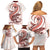 Red Maori Tuatara Family Matching Off Shoulder Short Dress and Hawaiian Shirt Luxury Pastel Pattern