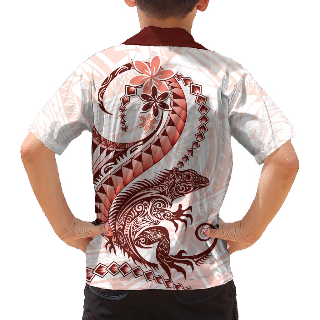 Red Maori Tuatara Family Matching Tank Maxi Dress and Hawaiian Shirt Luxury Pastel Pattern LT01 - Polynesian Pride