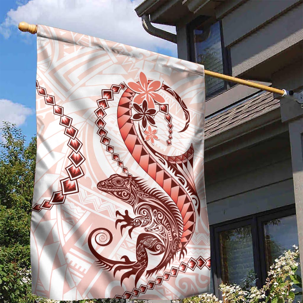 Red Maori Tuatara Garden Flag Luxury Pastel Pattern LT01 - Polynesian Pride