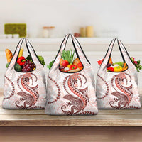 Red Maori Tuatara Grocery Bag Luxury Pastel Pattern LT01 3-pack One Size Red - Polynesian Pride