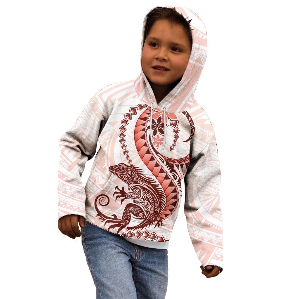 Red Maori Tuatara Kid Hoodie Luxury Pastel Pattern