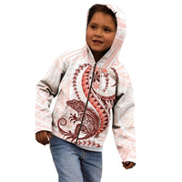 Red Maori Tuatara Kid Hoodie Luxury Pastel Pattern
