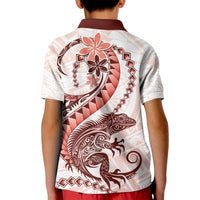 Red Maori Tuatara Kid Polo Shirt Luxury Pastel Pattern