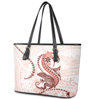Red Maori Tuatara Leather Tote Bag Luxury Pastel Pattern LT01 - Polynesian Pride