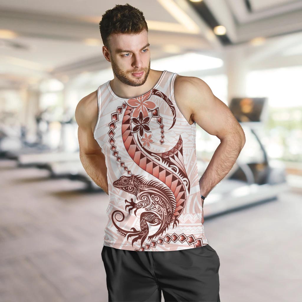 Red Maori Tuatara Men Tank Top Luxury Pastel Pattern