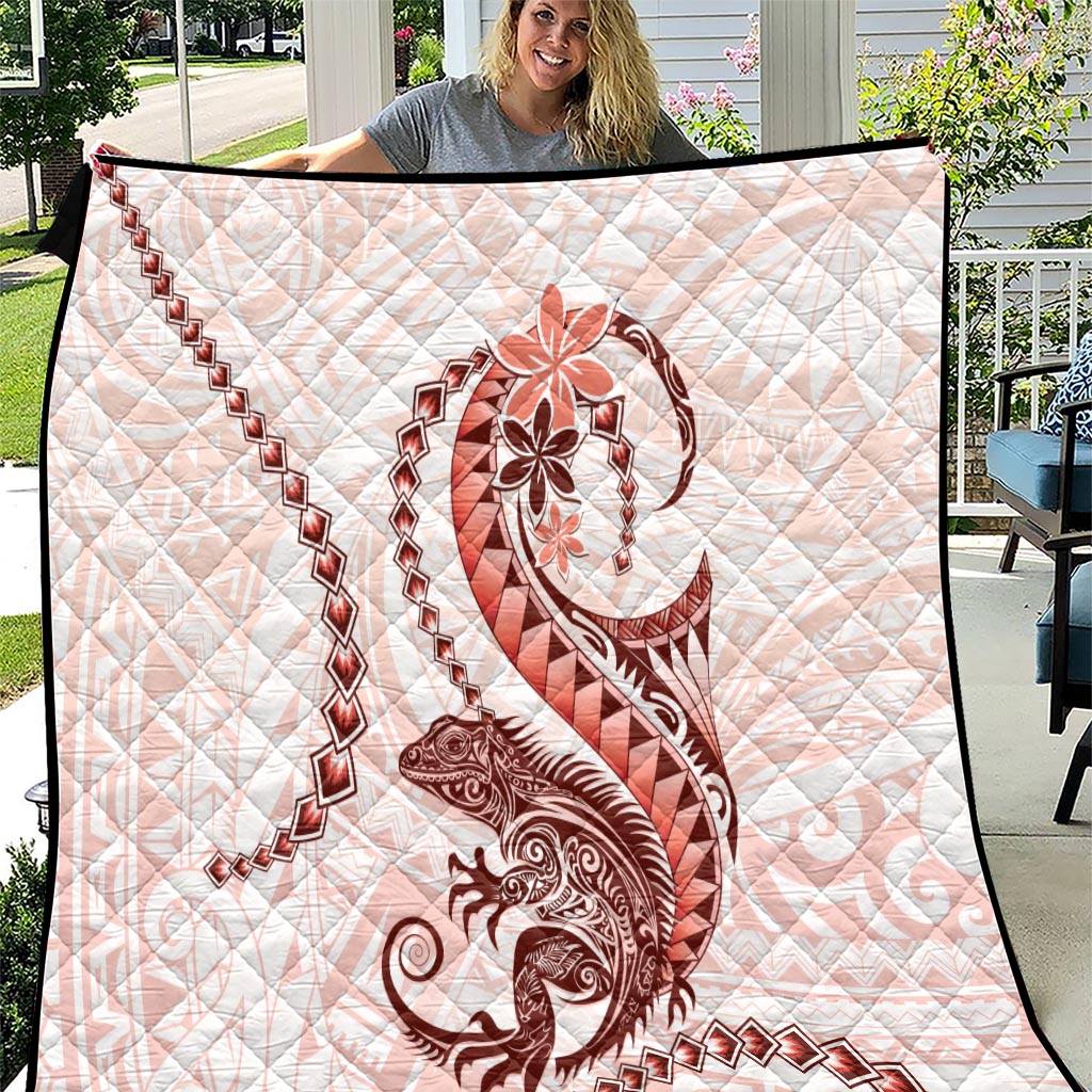 Red Maori Tuatara Quilt Luxury Pastel Pattern