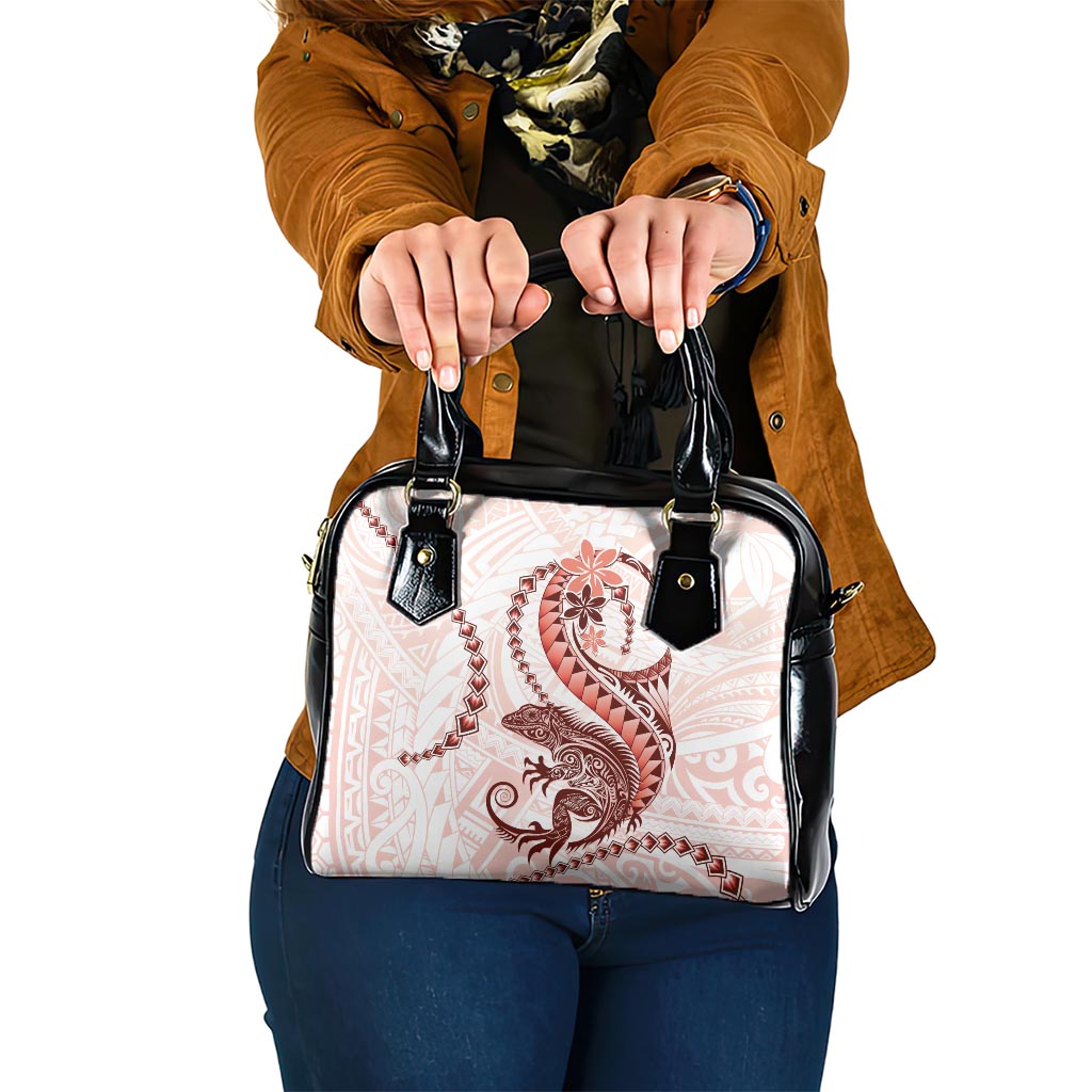 Red Maori Tuatara Shoulder Handbag Luxury Pastel Pattern