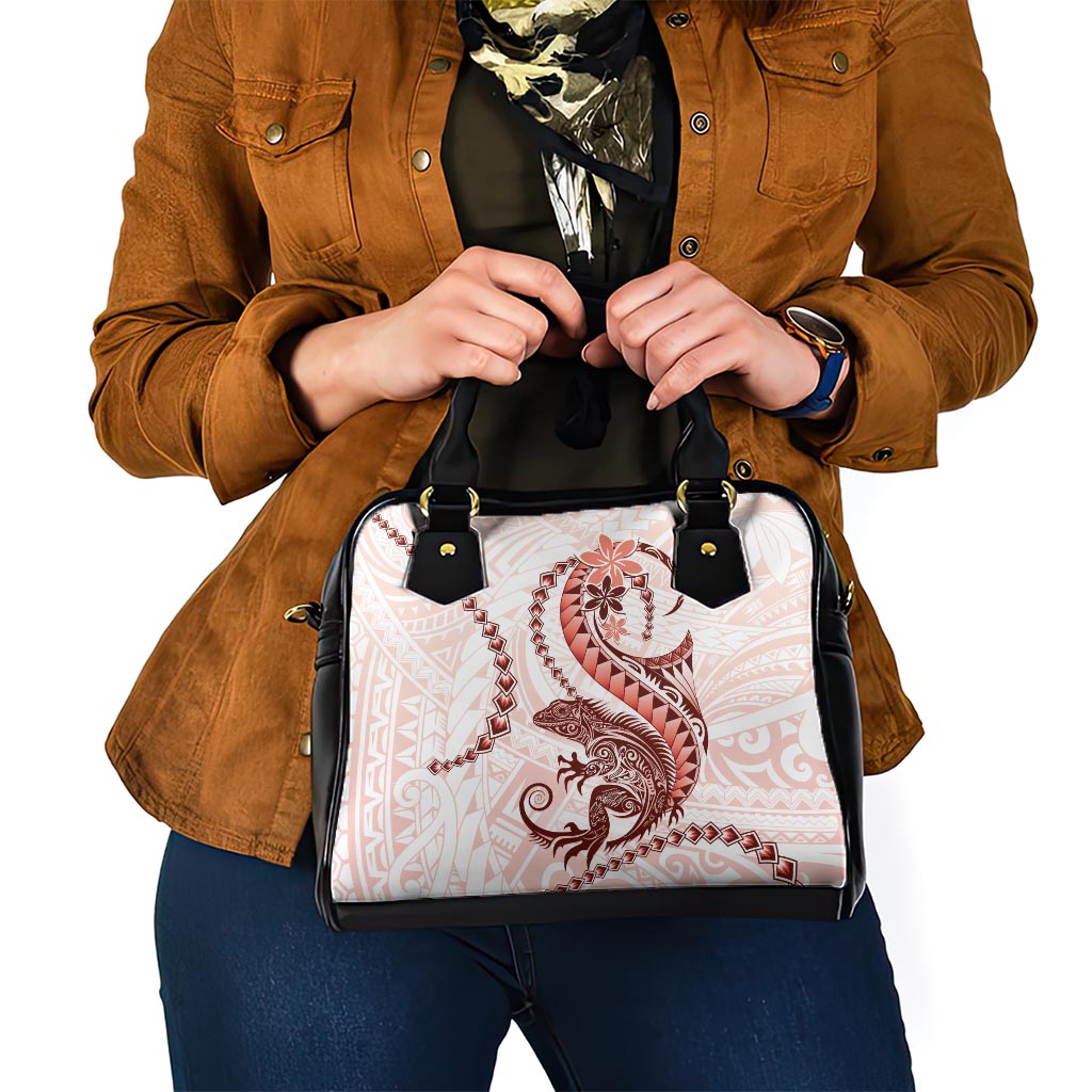 Red Maori Tuatara Shoulder Handbag Luxury Pastel Pattern