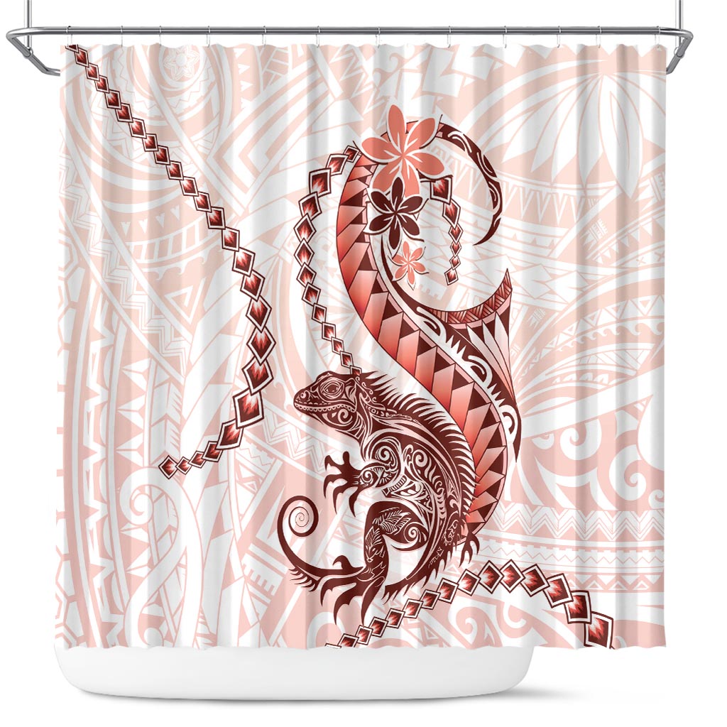 Red Maori Tuatara Shower Curtain Luxury Pastel Pattern