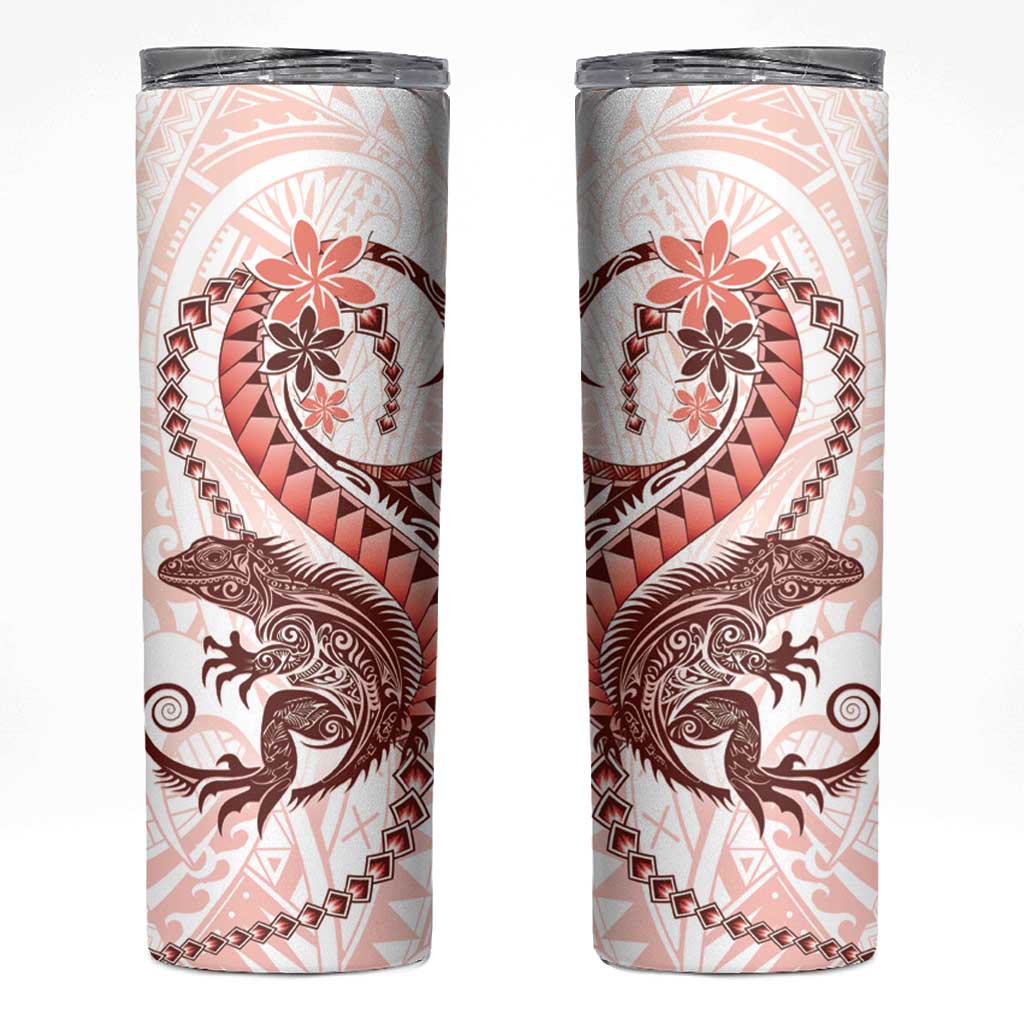 Red Maori Tuatara Skinny Tumbler Luxury Pastel Pattern